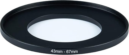 43mm to 67mm Step-Up Ring Filter Adapter for All Brands UV ND CPL Metal Ring Step-Up Rings Adapter Filter (43mm-67mm)