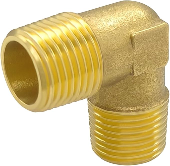 Hooshing 2PCS 90 Degree Street Elbow 1/2" NPT Male to 1/2" NPT Male Solid Brass Pipe Fitting