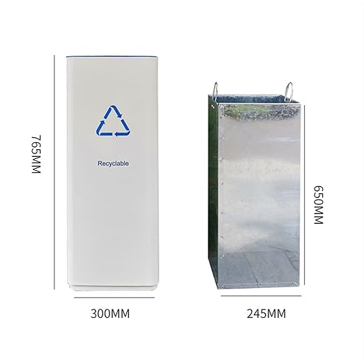 GLigeT Outdoor Trash can White Combined Trash Can Large-Capacity Square Sorting Trash Can Outdoor Direct Throw Trash Can Without Cover, Anti-Fingerprint Technology 48L Trash Can (Size : F)
