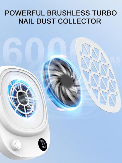 Rechargeable Nail Dust Collector Nail Tech, Compact Vacuum Fan Dust Collector for Nails, Cordless Dust Suction Machine Manicure Pedicure Tool for Acrylic Nail Polishing, 30PCS Filter Papers