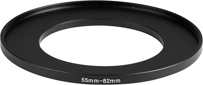 55-82mm Metal Step-Up/Down Ring Adapter Compatible with Mirrorless Cameras DSLR Lens, UV CPL ND Filter Thread Converter, Black