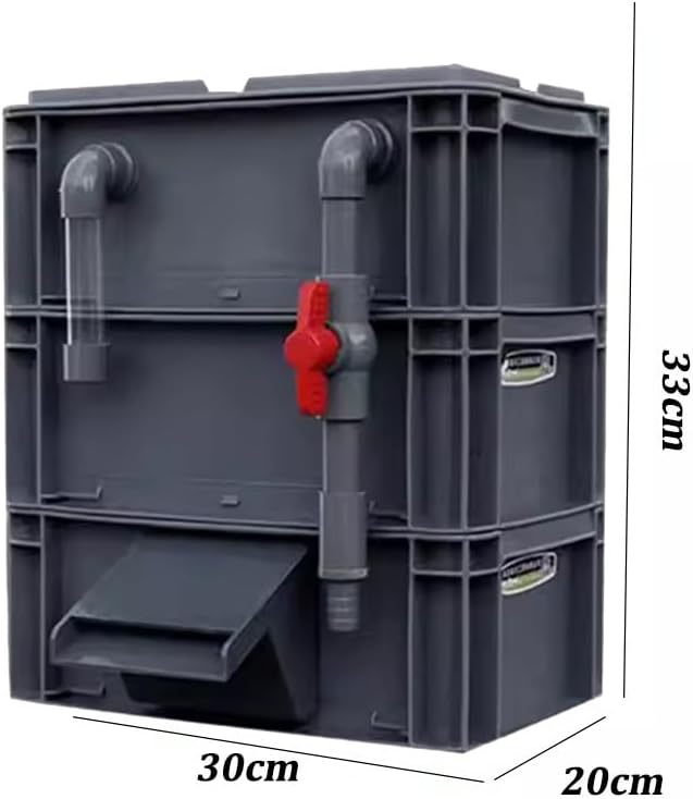 GRRICEPL Fish Tank Filter Box, Waterfall Bio-Filtration Aquarium, Turtle Tank Filter, Pump and Filter Media Not Included (Color : Gray, Size : 30x20x33cm)