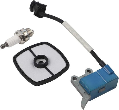 Ignition Coil Spark-Plug and Air Filter Kit for Echo SRM-225 SRM-2320T PAS-225 String Trimmers and Brushcutters Outdoor-Power Equipment Replacement Parts Blue