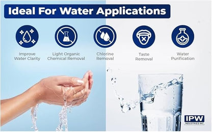 IPW Industries Inc. | PC600-R Water Filter Refill – Activated Carbon Replacement Media for Water Filtration - Charcoal Odor Absorber and Chloramine Remover for Whole House Water Purifier with Funnel