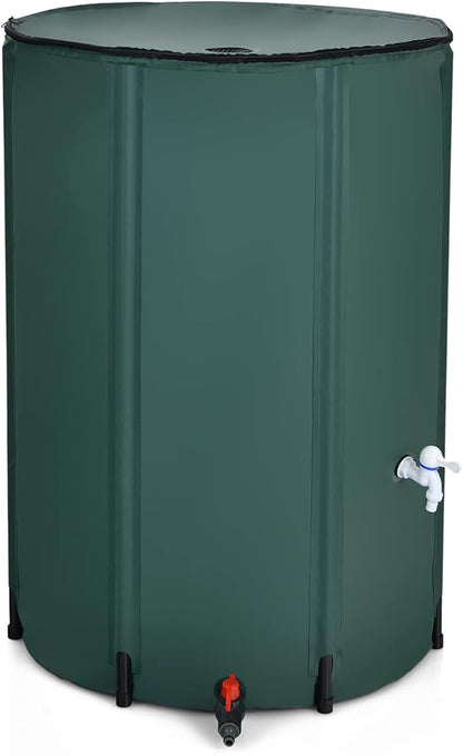 Goplus 100 Gallon Collapsible Rain Barrel, Portable Rain Barrels to Collect Rainwater from Gutter, Rainwater Collection System, Water Storage Tank Catcher Container with Filter Spigot Overflow Kit