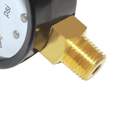 Joywayus Pressure Gauge 0 to 100 PSI Brass 1/4" Male NPT Thread Lower Mount, Multiple Function