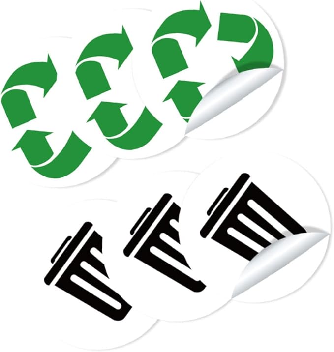 Garbage Sorting Stickers Set 6 Self-Adhesive Waste Classification Labels for Trash Cans Colorful Design for Home Recycling