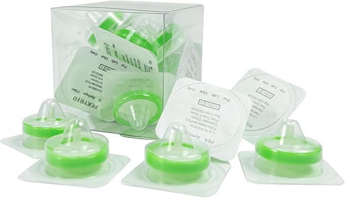 PEKYBIO Sterile Syringe Filter PES Hydrophilic Filtration 0.22μm Pore Size, 33mm Membrane Diameter for Lab, Pack of 10