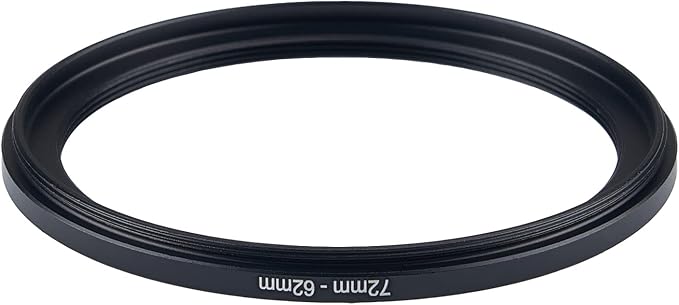 72mm Lens to 62mm Camera Lens Adapter 72mm to 62mm Step Down Ring Adapter Ring for All Brands of UV ND CPL, with Premium Lens Wiping Cloth 2 Pack (72mm-62mm)