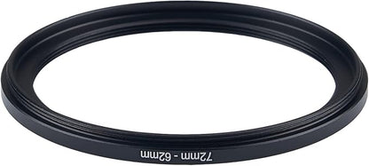 72mm Lens to 62mm Camera Lens Adapter 72mm to 62mm Step Down Ring Adapter Ring for All Brands of UV ND CPL, with Premium Lens Wiping Cloth 2 Pack (72mm-62mm)