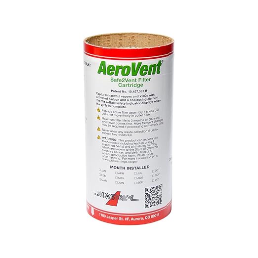 AeroVent Safe2Vent Replacement Filter Cartridge (Part #10004702) | (Single Pack) | Carbon Filter for Aerosol Disposal Systems | Easy-to-Install Cartridge | Compliant in All 50 States | Made in USA