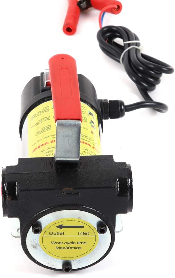 Diesel Transfer Pump Kit 45L/min,12V DC Electric Oil Transfer Pump with Nozzle Hoses 175W Diesel Pump Kit with Portable Handle for Vehicles, Construction Sites, Farms, RV