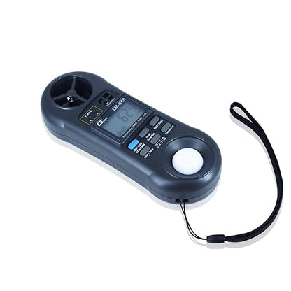 Air Velocity Meter with Temperature, Humidity & Lux Sensors (4 in 1 Anemometer) for Green Houses, AC & Ventilation Ductsby Model: LM-8010