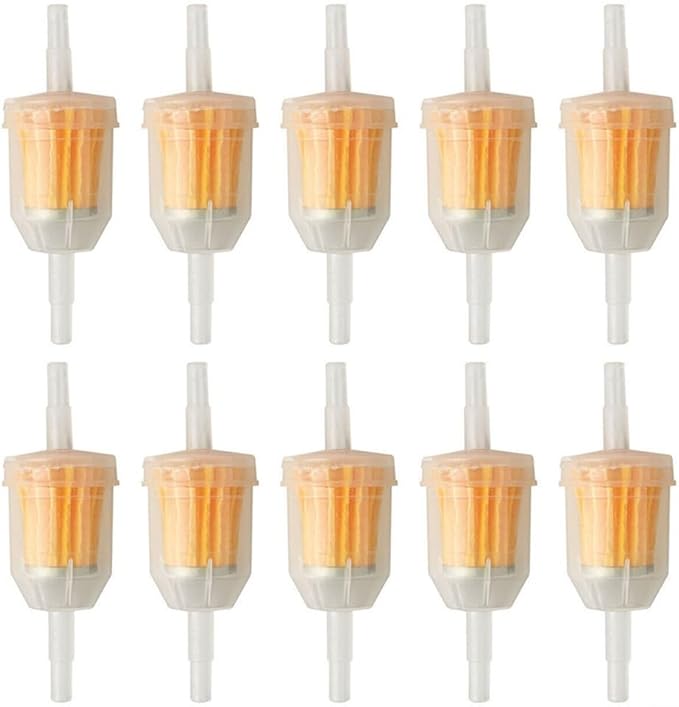 Inline Plastic Fuel Filters Set 10 Pieces For Lawn Garden Equipment And Gas Powered Engines, 6mm/8mm Compatibility