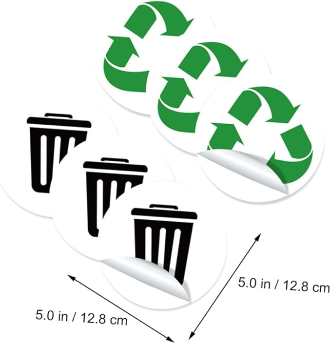 6 Sheets Self-Adhesive Garbage Classification Label Stickers for Waste Sorting Trash Can Decals for Home and Office Use Easy to Apply Waste Container Stickers