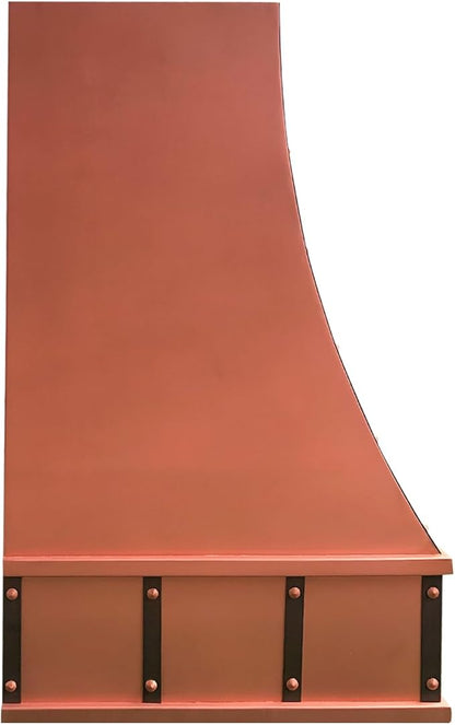 CT Copper Tailor Sloped Copper Vent Hood Island Mount,60'' W,36''H,1260 CFM Exhaust Fan,Stainless Steel Vent,LED Light,Dishwasher-Safe Baffle Filters,VH8TR1