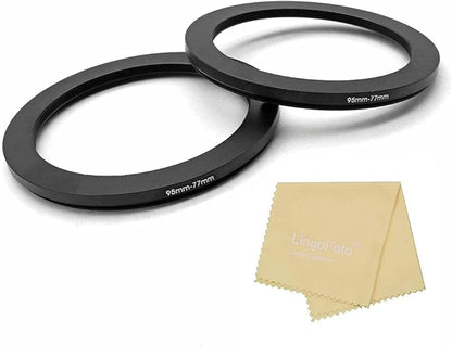 95 to 77mm Metal Step Rings, 95mm to 77mm Step Down Ring Filter Ring Adapter for 95mm Camera Lens & 77mm UV CPL ND Filters Hoods Caps LingoFoto