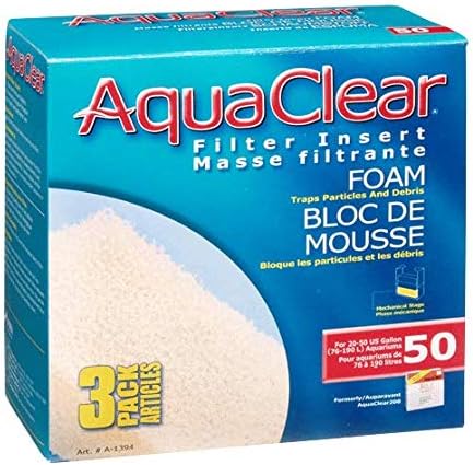 AquaClear 50 Foam Filter Inserts, Aquarium Filter Replacement Media, 3 Count (Pack of 1), A1394