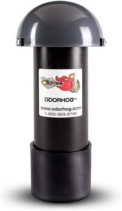 OdorHog Vent Stack Pipe Filter 4 Sizes, Black ABS with Mushroom Cap, Removes Outdoor Septic and Sewer Odors (3.0-inch)