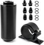 BARTOO 100 Micron Inline Fuel Filter with 6AN 8AN 10AN Adapter and 50MM Mounting Bracket For Filtering Gasoline, Diesel, E85(Black)
