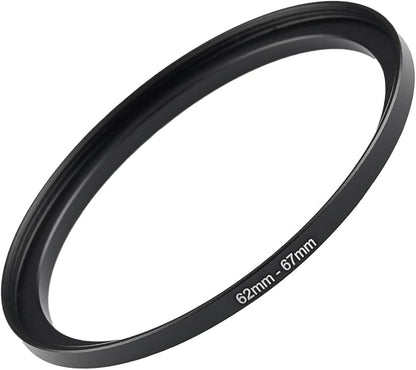 62mm to 67mm Step-up Adapter Rings Filter Adapter Black Metal Step Down Filter Ring Adapter Compatible with All Brand UV CPL ND Camera Lens Filter Stepping Rings (62mm-67mm)
