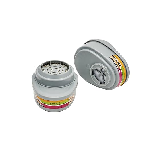 MSA 815368 Advantage Respirator Cartridge - Chlorine/Mercury Vapor/P100 (Mersorb), Quantity: 2 per pack, Chemical & Combination Air-Purifying Respirator Attachment, Long-Lasting Respiratory Protection