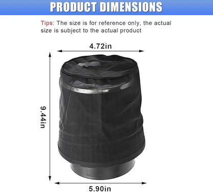 Air Intake Filter Sock Cover, Waterproof Dustproof Air Cleaner Protective Cover, High Flow Cone Car Intake Filter Rain Sock, Universal Car Accessories for SUV, Truck, ATV (Large)