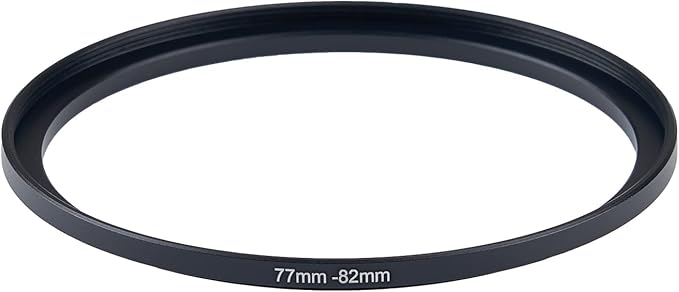 77mm Lens to 82mm Camera Lens Adapter 77mm to 82mm Step Up Ring Adapter Ring for All Brands of UV ND CPL, with Premium Lens Wiping Cloth 2 Pack (77mm-82mm)