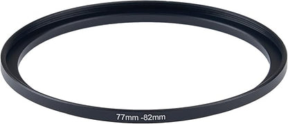 77mm Lens to 82mm Camera Lens Adapter 77mm to 82mm Step Up Ring Adapter Ring for All Brands of UV ND CPL, with Premium Lens Wiping Cloth 2 Pack (77mm-82mm)