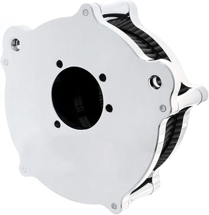 Air Filter Intake Filter System Kit Cnc Cut Air Cleaner Chrome Filter Kit for Motorcycle Dyna 2000 - 2017 Softail 2000 - 2015 Touring 2000 - 2007 Fitment - B(Chromed)