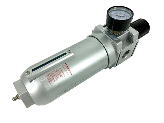 FR926A 3/4" Industrial Pressure Regulator Auto Drain - for Air Pressure Regulators Replacement - Particulate Filter Water Trap- 250PSI Max Input, 215PSI Max Output, 160CFM Flow Rate, 11oz Metal Bowl