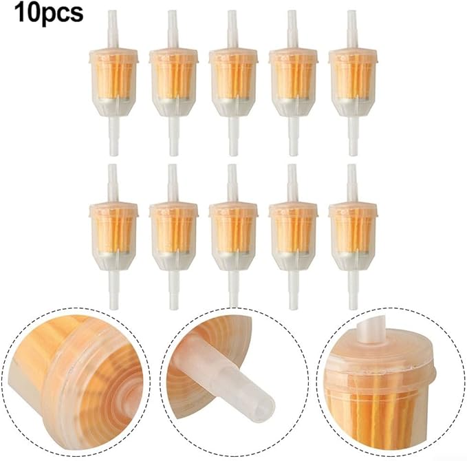 Inline Plastic Fuel Filters Set 10 Pieces For Lawn Garden Equipment And Gas Powered Engines, 6mm/8mm Compatibility