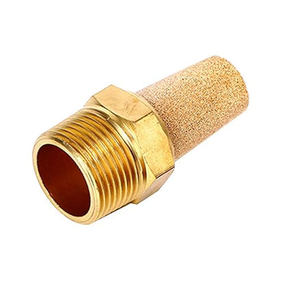 Beduan 3 Pcs Pneumatic Brass Exhaust Muffler Filter, 3/8" Male Thread Hex Sintered Silencer Air Line Fitting