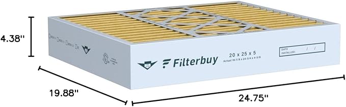 Filterbuy 20x25x5 Air Filter MERV 11 Superior Pet & Allergy Defense (2-Pack), Pleated HVAC AC Furnace Filters for Honeywell FC100A1037, Lennox X6673, and More (Actual Size: 19.88 x 24.75 x 4.38)