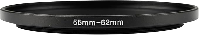 55-62mm Metal Step-Up/Down Ring Adapter Compatible with Mirrorless Cameras DSLR Lens, UV CPL ND Filter Thread Converter, Black