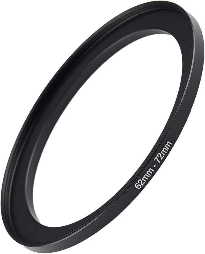 62mm to 72mm Step Up Ring Filter Adapter Black Metal Step up Adapter Rings Compatible with All Brand UV CPL ND Camera Lens Filter Step Down Ring (62mm-72mm)