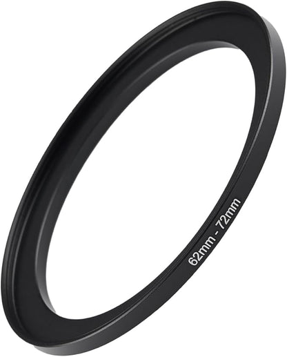 62mm to 72mm Step Up Ring Filter Adapter Black Metal Step up Adapter Rings Compatible with All Brand UV CPL ND Camera Lens Filter Step Down Ring (62mm-72mm)