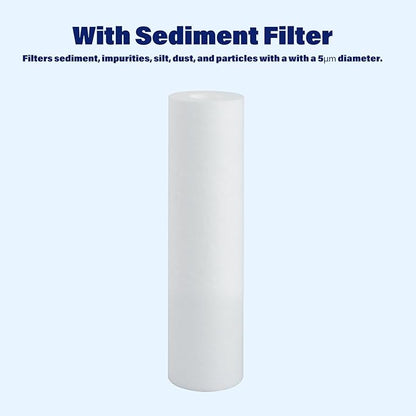Whole House/RV Water Filter Housing Clear, 10" X 2.5" Inline Sediment Water Filter for RV, Home, Garden, Aquarium, 3/4" NPT Brass Port, R-Type O-Ring, Heavy Duty Bracket, with PP Filter - 1025CBP