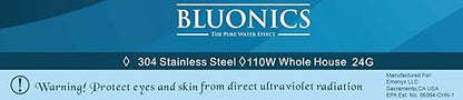 Bluonics 110W UV Water Ultraviolet 24GPM Plus Sediment and Carbon Well Water Purifier System Size 4.5" X 20" Filters for Large Home and Commercial