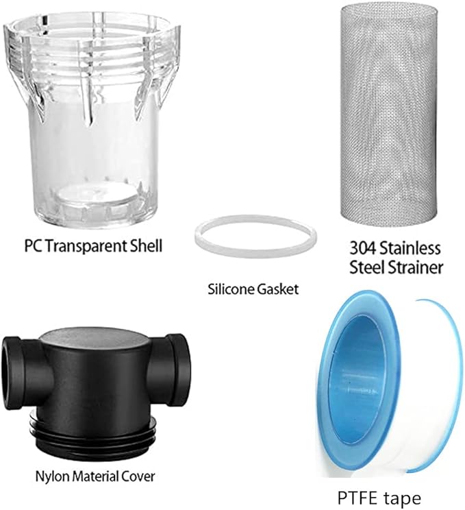 Sediment Filter Pressure Washer Filter Stainless Steel Filter 40Mesh Screen for Outdoor Gardening Inlet Water 1/2 Inch Female Thread Connector