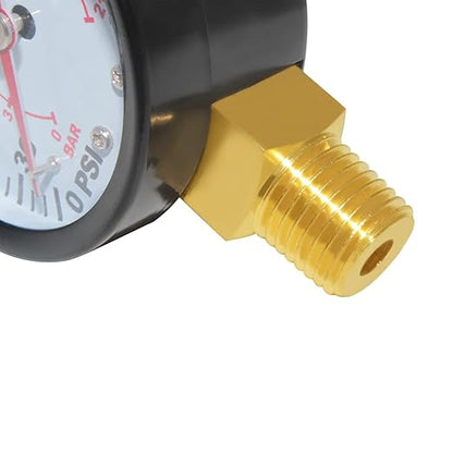 Joywayus Pressure Gauge 0 to 300 PSI Brass 1/4" Male NPT Thread Lower Mount, Multiple Function