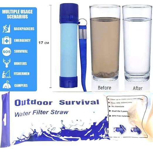 Galaxy Personal Portable Water Filter Straw Filtration Purifier for Hiking, Camping, Hunting, Travel, Outdoor Emergency Survival Detachable Drinking Eight Packs