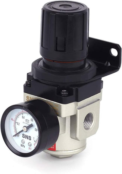 SNS AR3000-N02 Female Thread 1/4 NPT Air Pressure Regulator 0-150 PSI Adjustable,Bracket,Gauge