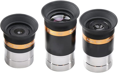 Wide Angle Aspheric Eyepiece Set - 1.25 inch - Upgraded with Soft Eyecup [4mm, 10mm, 23mm]