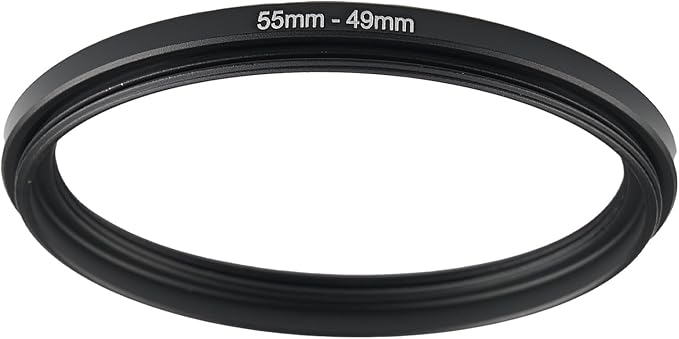 55mm to 49mm Step-up Adapter Rings Filter Adapter Black Metal Step Down Filter Ring Adapter Compatible with All Brand UV CPL ND Camera Lens Filter Stepping Rings (55mm-49mm), (NLY001)