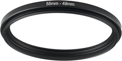 55mm to 49mm Step-up Adapter Rings Filter Adapter Black Metal Step Down Filter Ring Adapter Compatible with All Brand UV CPL ND Camera Lens Filter Stepping Rings (55mm-49mm), (NLY001)