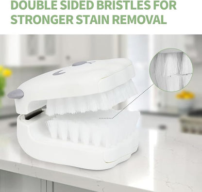 CQT BladeBrush Knife and Cutlery Cleaner Brush Bristle Scrub Kitchen Washing Non-Slip,B002-1 Changeable Scrub Head and Scouring Pad (White)