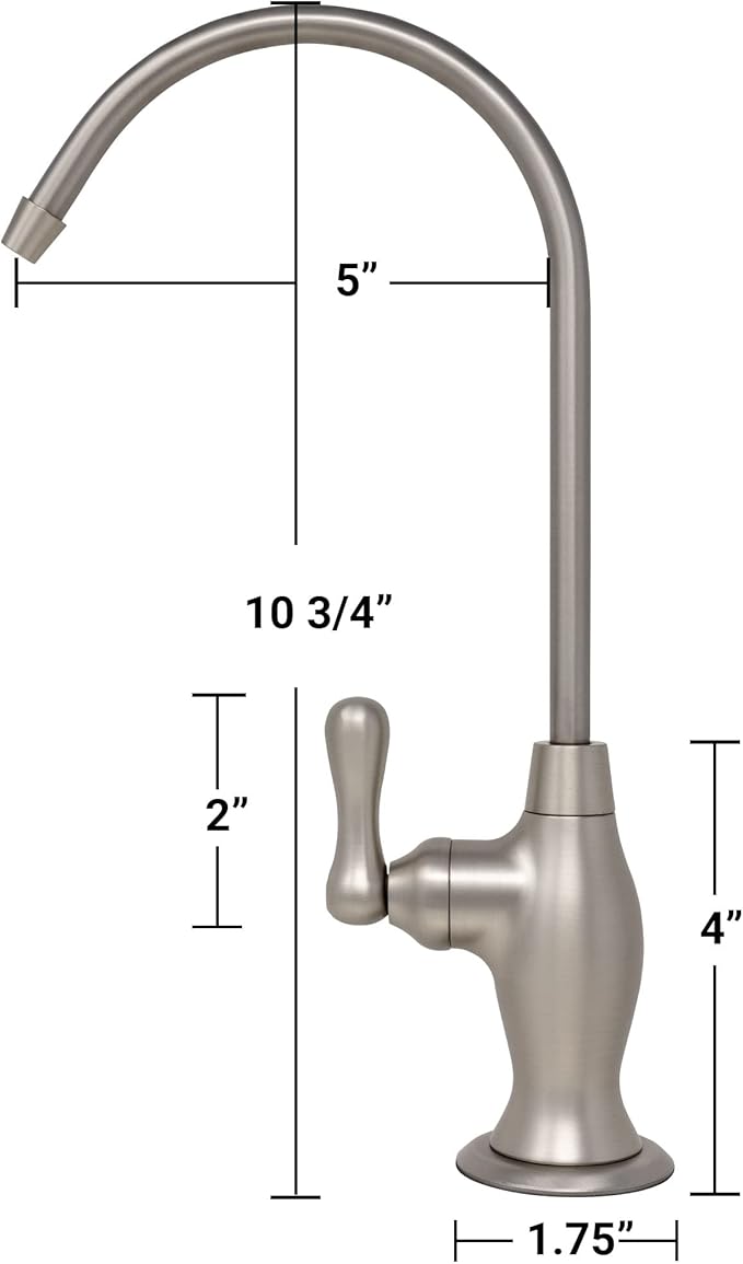 Metpure Non-airgap NSF Certified RO Faucet Reverse Osmosis Drinking Water Filtration System Water Dispenser Spout (Satin Nickel). Vase Style with Faucet Wrench.