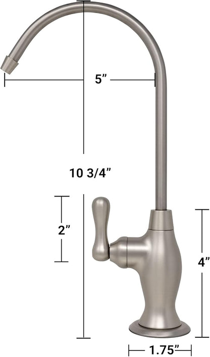 Metpure Non-airgap NSF Certified RO Faucet Reverse Osmosis Drinking Water Filtration System Water Dispenser Spout (Satin Nickel). Vase Style with Faucet Wrench.
