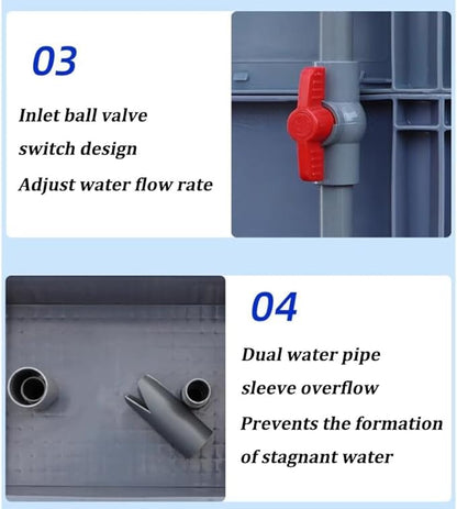GRRICEPL Fish Tank Filter Box, Waterfall Bio-Filtration Aquarium, Turtle Tank Filter, Pump and Filter Media Not Included (Color : Gray, Size : 40x30x68cm)